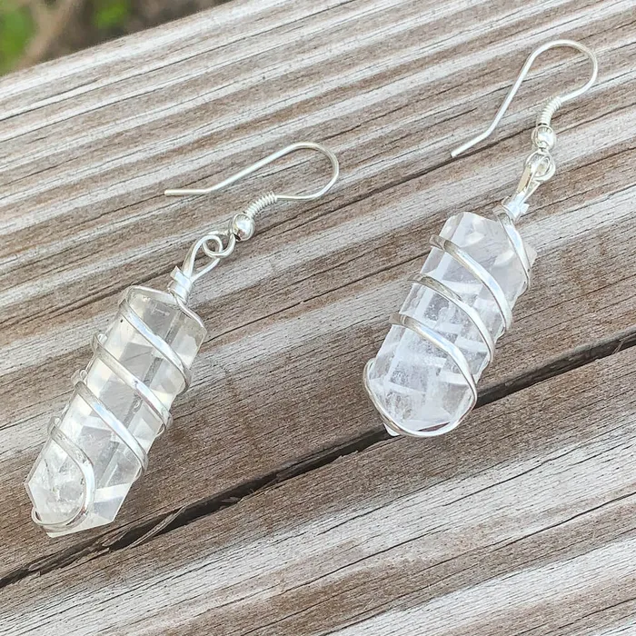 Earrings Magic Crystals Gemstone Spiral Wrapped Earrings