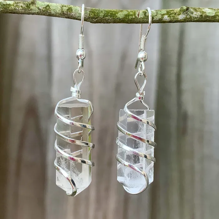 Earrings Magic Crystals Gemstone Spiral Wrapped Earrings