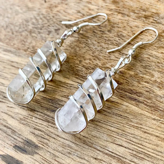 Earrings Magic Crystals Gemstone Spiral Wrapped Earrings
