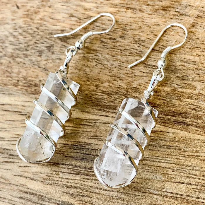 Earrings Magic Crystals Gemstone Spiral Wrapped Earrings