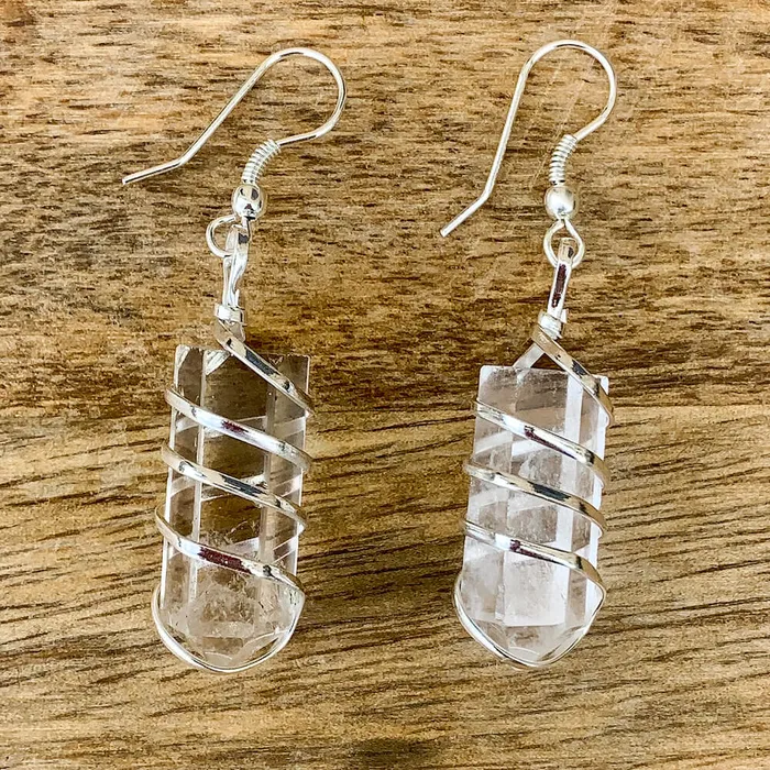 Earrings Magic Crystals Gemstone Spiral Wrapped Earrings