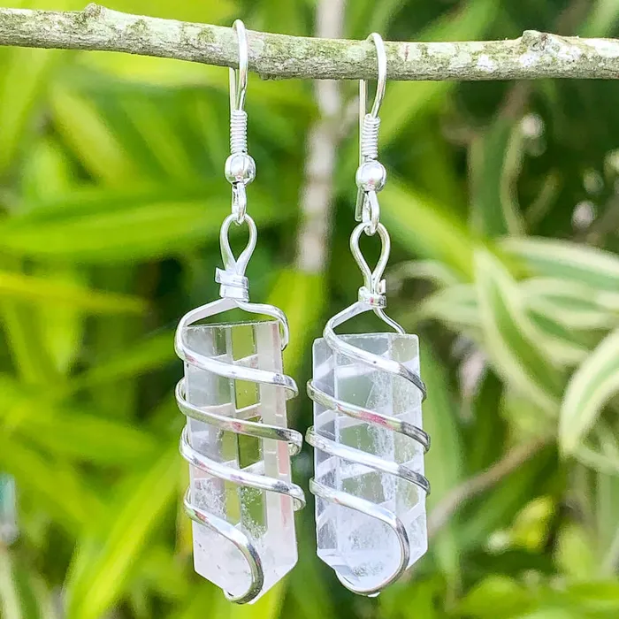 Earrings Magic Crystals Gemstone Spiral Wrapped Earrings