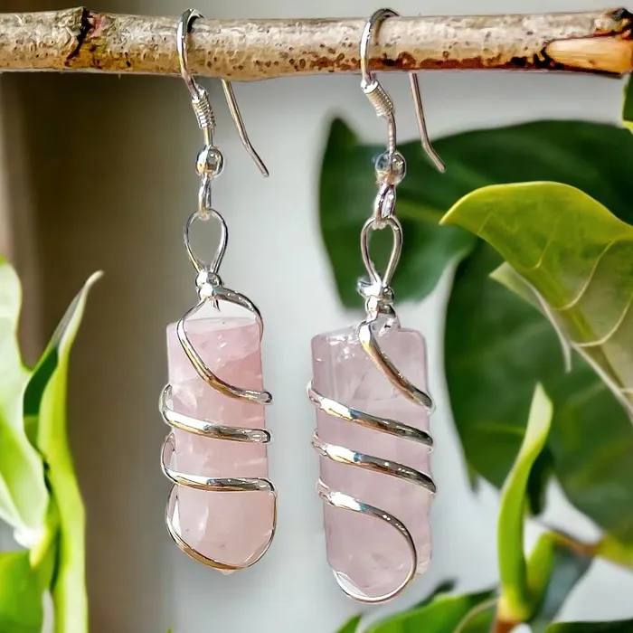 Earrings Magic Crystals Gemstone Spiral Wrapped Earrings