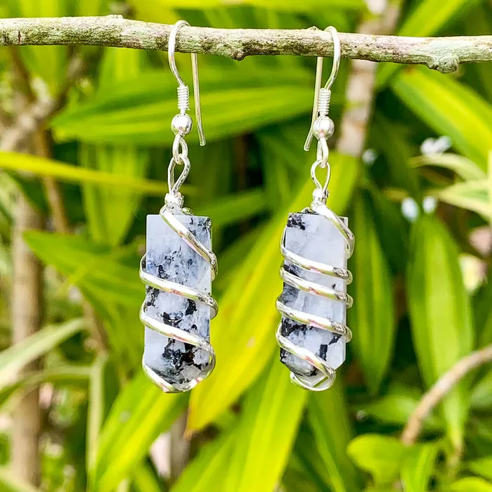 Earrings Magic Crystals Gemstone Spiral Wrapped Earrings