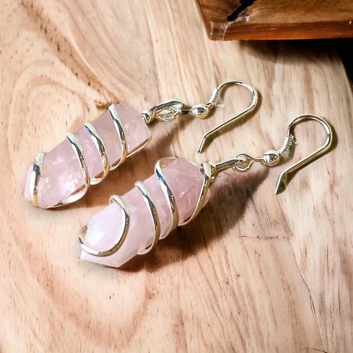 Earrings Magic Crystals Gemstone Spiral Wrapped Earrings