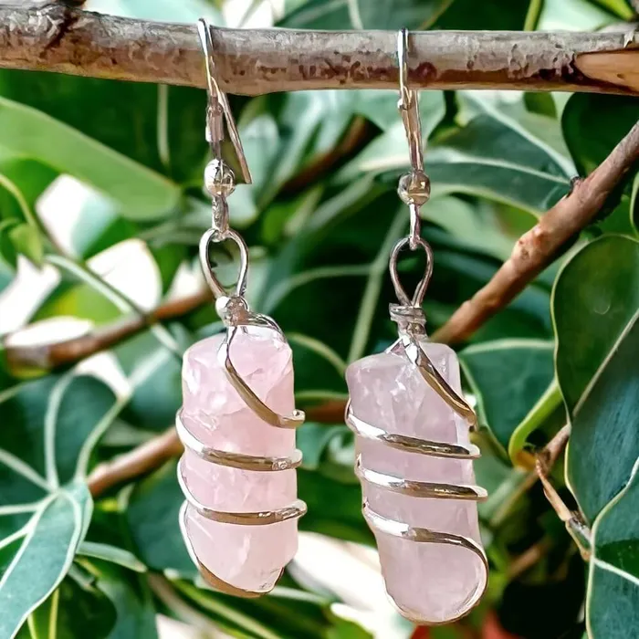 Earrings Magic Crystals Gemstone Spiral Wrapped Earrings
