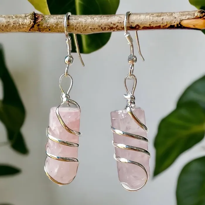 Earrings Magic Crystals Gemstone Spiral Wrapped Earrings