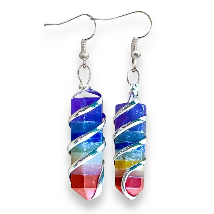 Earrings Magic Crystals Gemstone Spiral Wrapped Earrings
