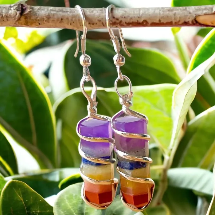 Earrings Magic Crystals Gemstone Spiral Wrapped Earrings