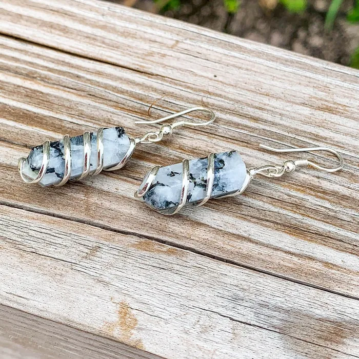 Earrings Magic Crystals Gemstone Spiral Wrapped Earrings