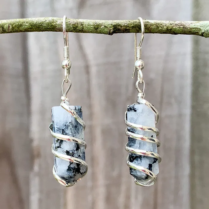 Earrings Magic Crystals Gemstone Spiral Wrapped Earrings