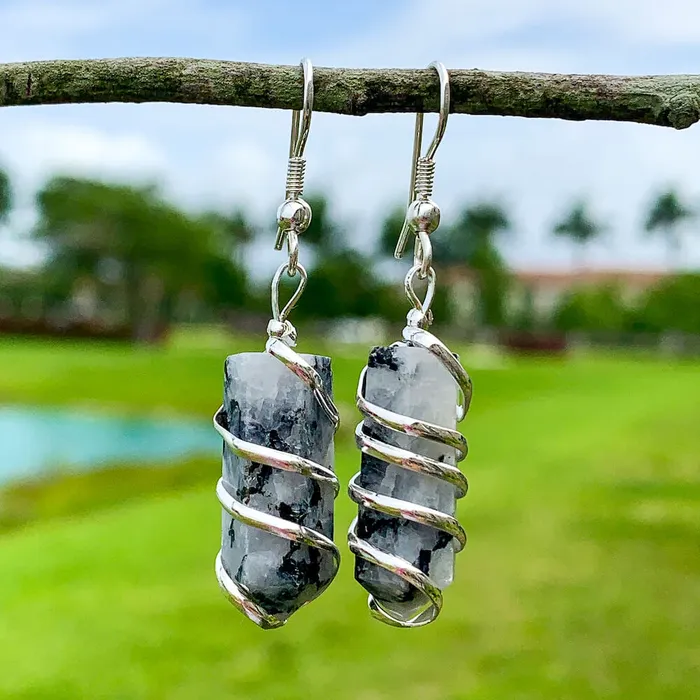 Earrings Magic Crystals Gemstone Spiral Wrapped Earrings