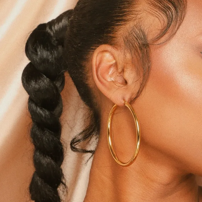 Earrings Omolola Jewellery Zainab 18ct gold plated Stainless steel Hoop Earrings