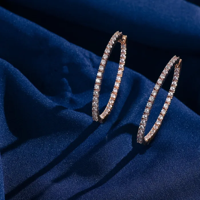 Earrings SILVER Sleek Spark CZ Silver Hoop Earrings