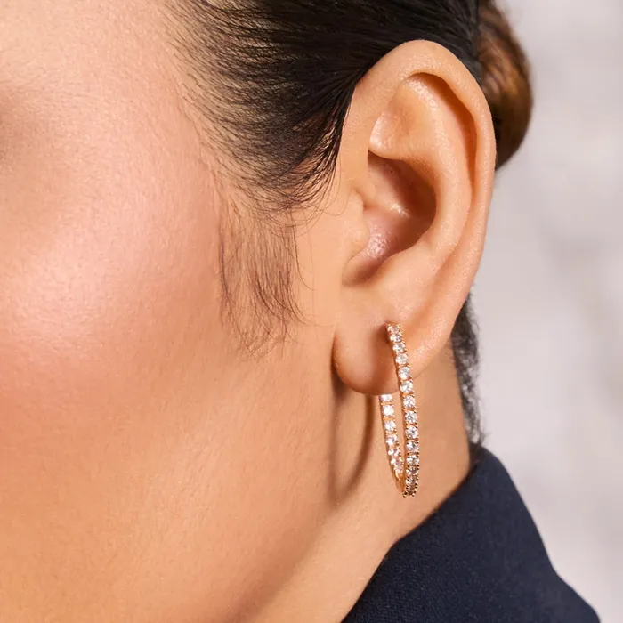 Earrings SILVER Sleek Spark CZ Silver Hoop Earrings