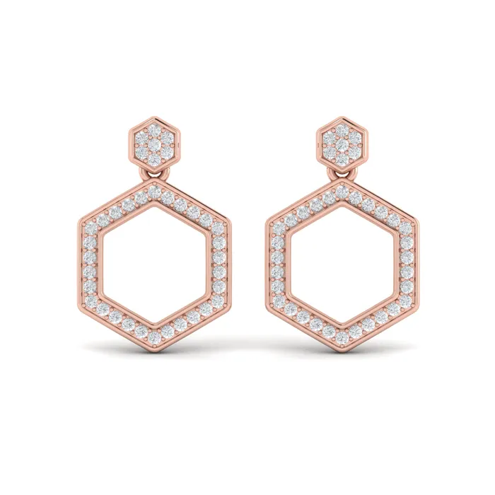 Earrings Vlora Serafina 14K Channel Set Diamond Open Honeycomb Drop Stud Earrings 059CTW Shop IDC estore