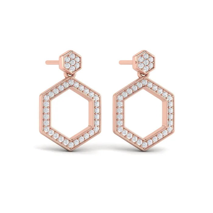 Earrings Vlora Serafina 14K Channel Set Diamond Open Honeycomb Drop Stud Earrings 059CTW Shop IDC estore
