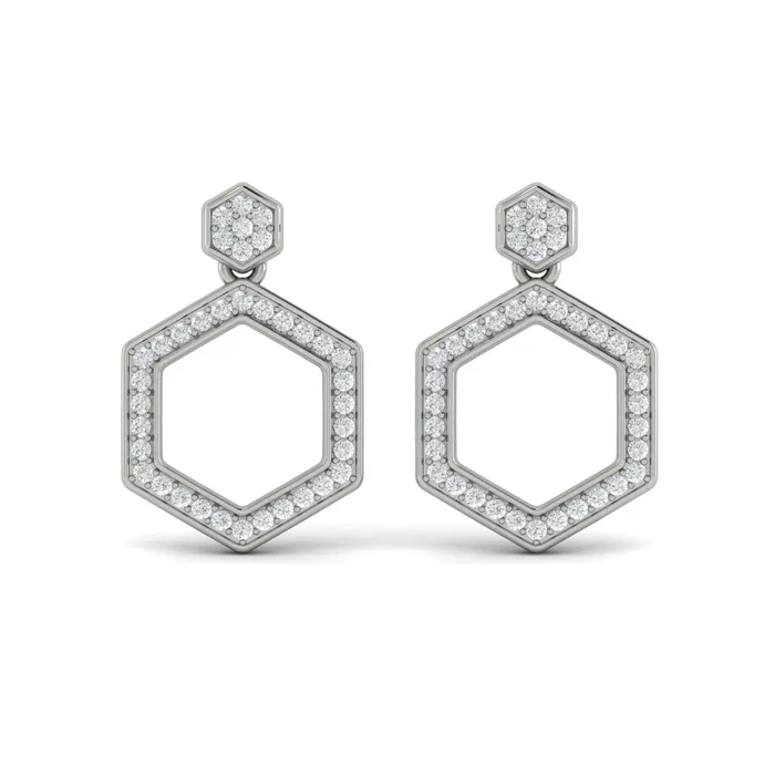 Earrings Vlora Serafina 14K Channel Set Diamond Open Honeycomb Drop Stud Earrings 059CTW Shop IDC estore