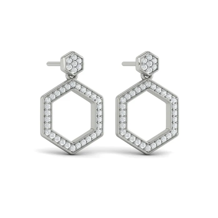 Earrings Vlora Serafina 14K Channel Set Diamond Open Honeycomb Drop Stud Earrings 059CTW Shop IDC estore