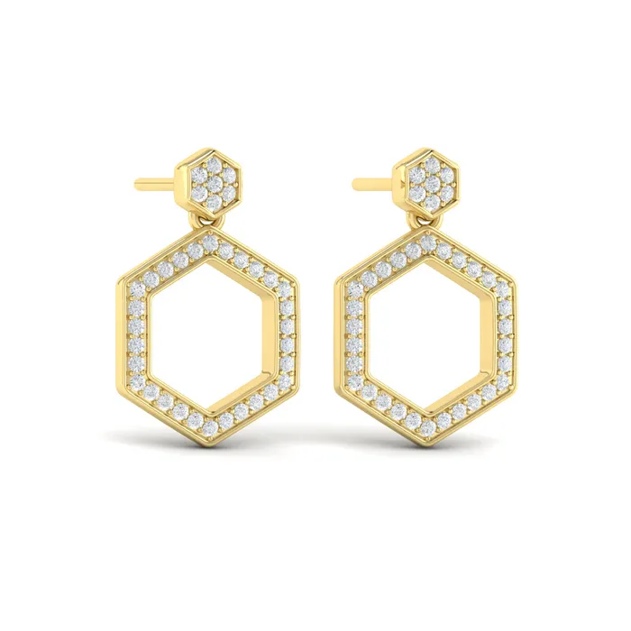 Earrings Vlora Serafina 14K Channel Set Diamond Open Honeycomb Drop Stud Earrings 059CTW Shop IDC estore