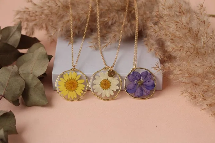 Fancy Pressed Flower Necklace Fancy Necklaces