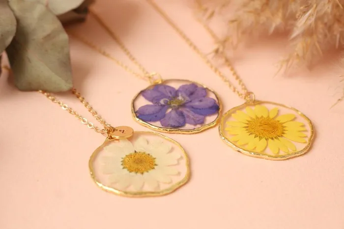 Fancy Pressed Flower Necklace Fancy Necklaces