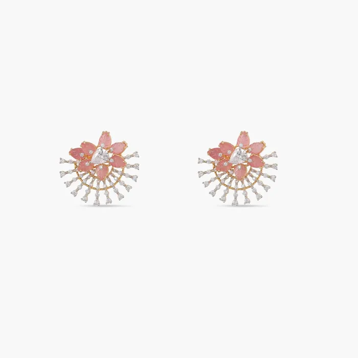 Garden Floral Serenity CZ Silver Stud Earrings SILVER Earrings