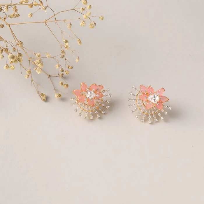 Garden Floral Serenity CZ Silver Stud Earrings SILVER Earrings