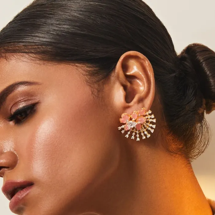Garden Floral Serenity CZ Silver Stud Earrings SILVER Earrings