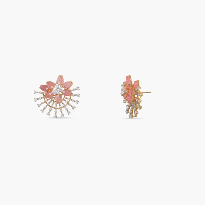 Garden Floral Serenity CZ Silver Stud Earrings SILVER Earrings