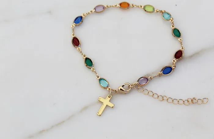 Gem Cross Bracelet The Little Catholic Bracelets