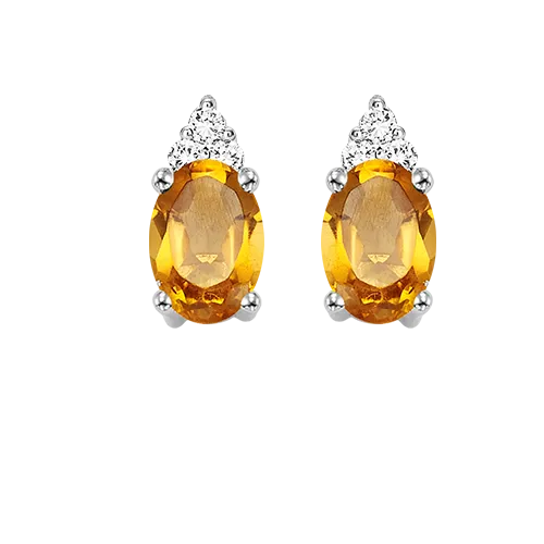 Gems One Earrings 10K White Gold Color Ens Prong Citrine Earrings 125CT