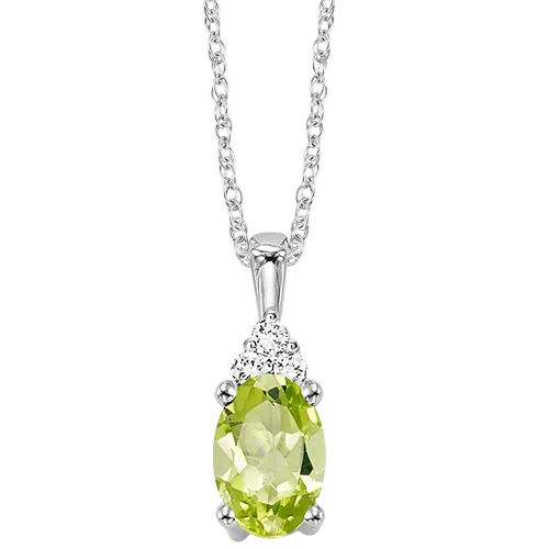 Gems One Necklaces 10K White Gold Color Ens Prong Peridot Necklace 130CT