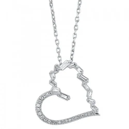 Gems One Necklaces 14K White Gold Diamond Heart Shaped Necklace 016 ctw