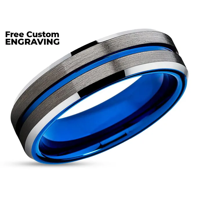Gunmetal Wedding Band Silver Tungsten Ring Anniversary Ring Engagement Ring Clean Casting Jewelry Rings