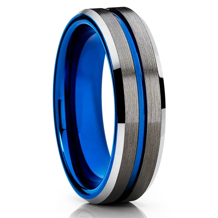 Gunmetal Wedding Band Silver Tungsten Ring Anniversary Ring Engagement Ring Clean Casting Jewelry Rings