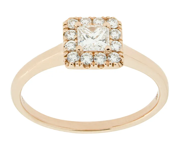 International Diamond Center Complete Rings Rose Gold with 24 CTW Princess Diamond Diamond Center Stone Halo Engagement Ring Rings International Diamond Center Complete Rings Rose Gold with 24 CTW Princess Diamond Diamond Center Stone Halo Engagement Ring Rings