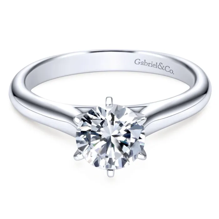 International Diamond Center Gabriel Bridal Collection White Gold European Shank Solitaire Engagement Ring Rings