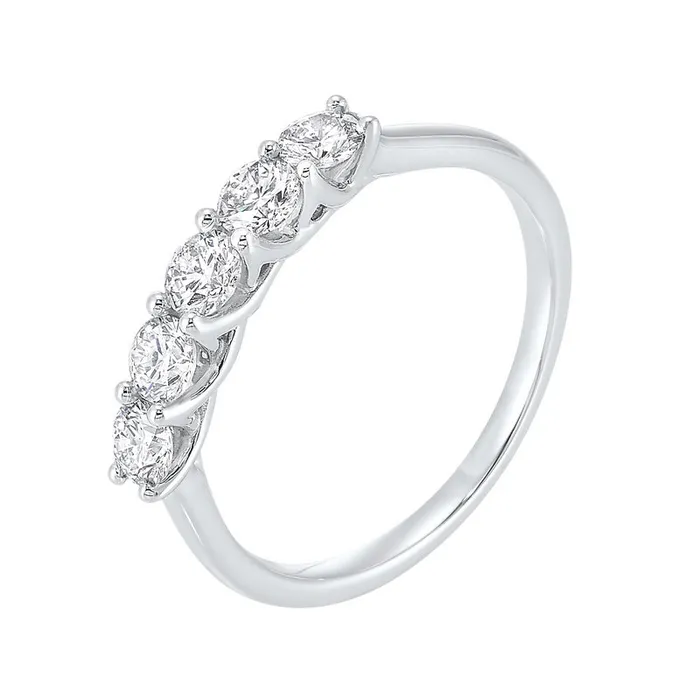 International Diamond Center Rings 14K White Gold 5 Stone Shared Prong Diamond Band 14CT International Diamond Center Rings 14K White Gold 5 Stone Shared Prong Diamond Band 14CT