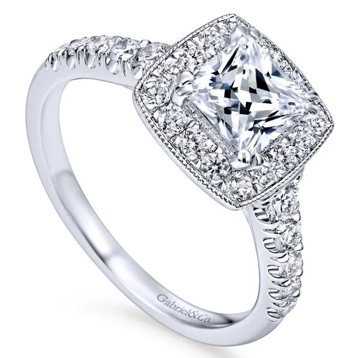 International Diamond Center Rings Gabriel Bridal Collection White Gold Diamond Accent Shank and Princess Cut Diamond Halo Engagement Ring 056 ctw International Diamond Center Rings Gabriel Bridal Collection White Gold Diamond Accent Shank and Princess Cut Diamond Halo Engagement Ring 056 ctw