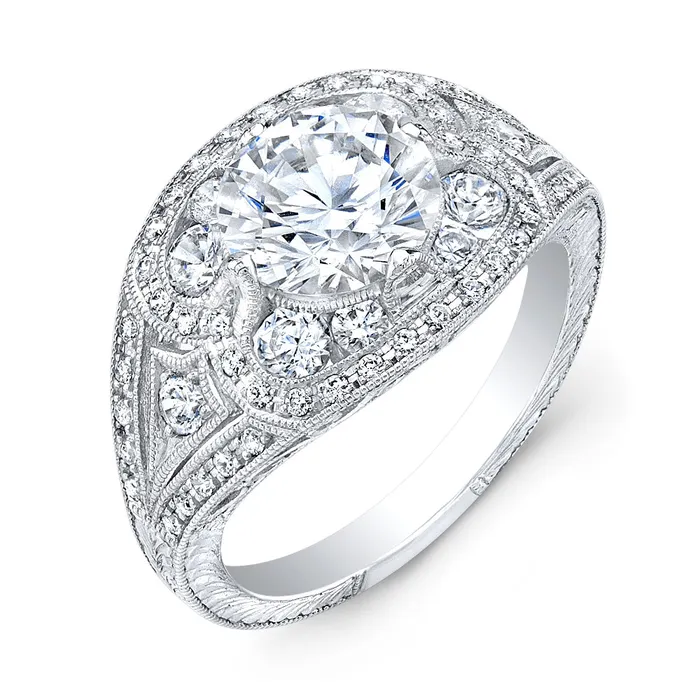 International Diamond Center Rings Jolie Designs Round Diamond Vintage Engagement Ring 062 CTW International Diamond Center Rings Jolie Designs Round Diamond Vintage Engagement Ring 062 CTW