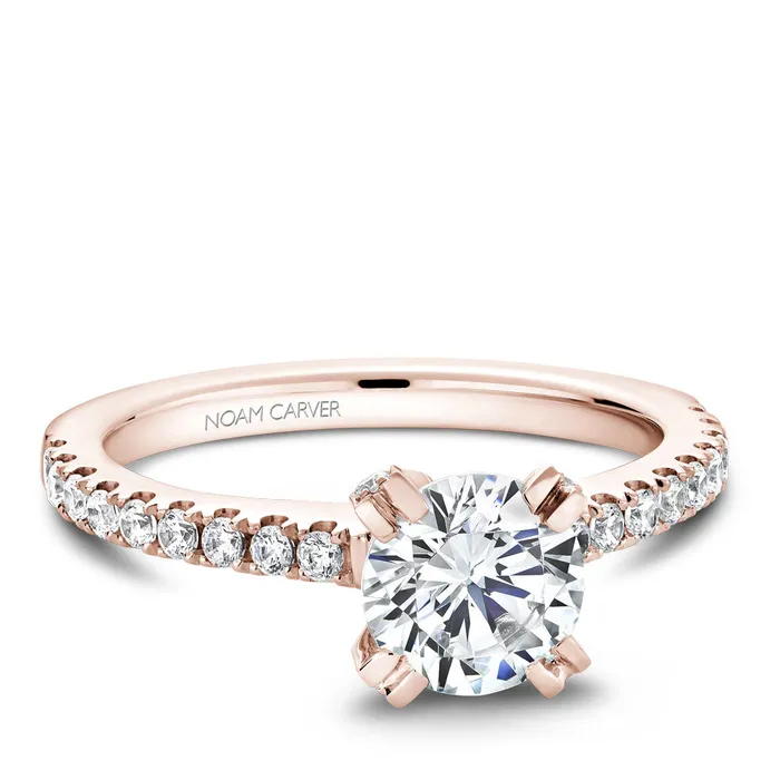 International Diamond Center Rings Noam Carver Rose Gold Diamond Solitaire Engagement Ring Setting 041 CTW