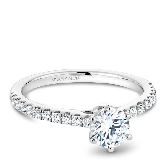 International Diamond Center Rings Noam Carver White Gold 6Prong Diamond Engagement Ring Setting 027 CTW