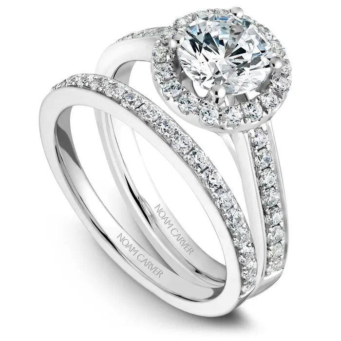 International Diamond Center Rings Noam Carver White Gold Channel Set Diamond Engagement Ring Setting with Halo 039 CTW
