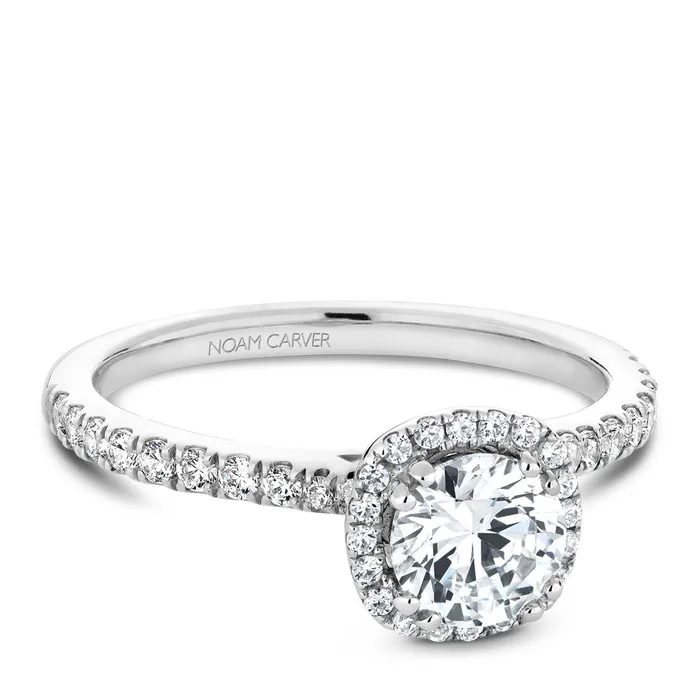 International Diamond Center Rings Noam Carver White Gold Diamond Engagement Ring Setting with Halo 038 CTW