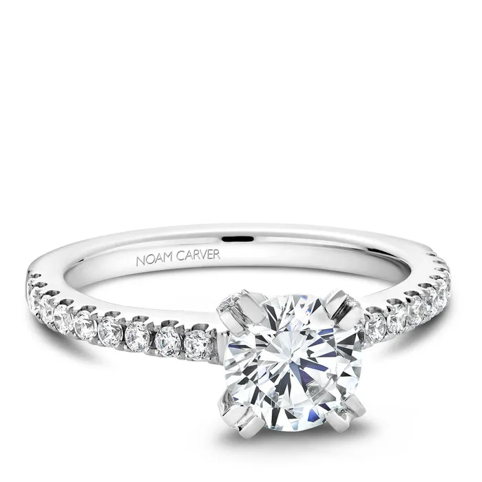 International Diamond Center Rings Noam Carver White Gold Diamond Solitaire Engagement Ring Setting with Diamond Centerpiece 041 CTW