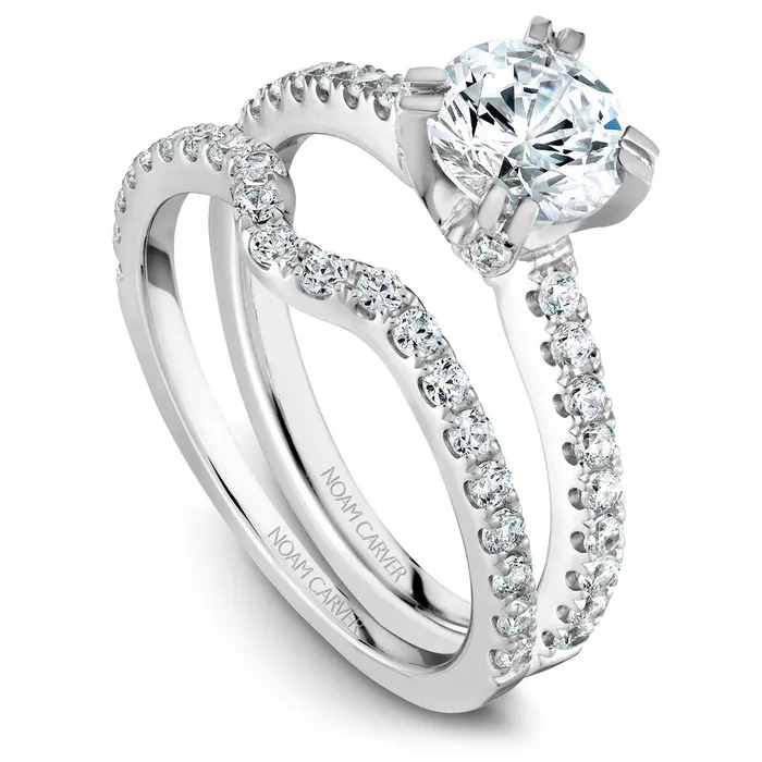International Diamond Center Rings Noam Carver White Gold Diamond Solitaire Engagement Ring Setting with Diamond Centerpiece 041 CTW