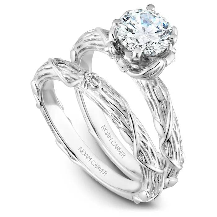 International Diamond Center Rings Noam Carver White Gold Engagement Ring Setting with Woven Gold 004 CTW