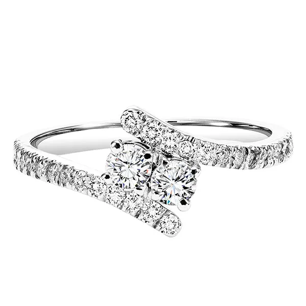 International Diamond Center Rings Silver Diamond Two Stone Ring 025 CTW