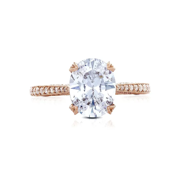 International Diamond Center Rings Tacori 18k Rose Gold RoyalT Oval Diamond Engagement Ring Setting 045 CTW International Diamond Center Rings Tacori 18k Rose Gold RoyalT Oval Diamond Engagement Ring Setting 045 CTW